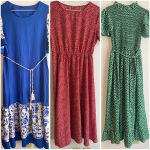 Elegant Blue, Red, and Green Women's Dresses size M